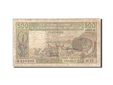 West African States, 500 Francs, 1977-1981, 1985, KM:706Kh, VG(8-10)