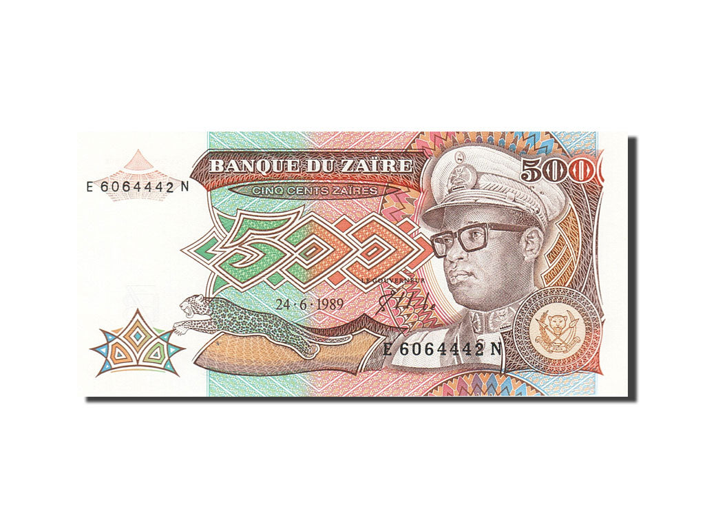 Billet, Zaïre, 500 Zaïres, 1988-1992, 1989-06-24, KM:34a, SPL