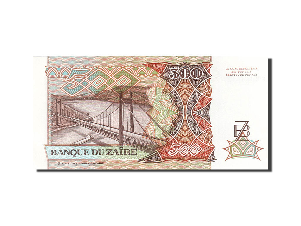 Billet, Zaïre, 500 Zaïres, 1988-1992, 1989-06-24, KM:34a, SPL