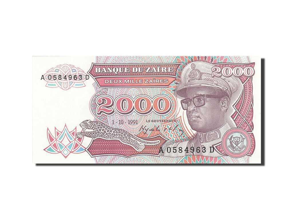 Banknote, Zaire, 2000 Zaïres, 1988-1992, 1991-10-01, KM:36a, UNC(63)