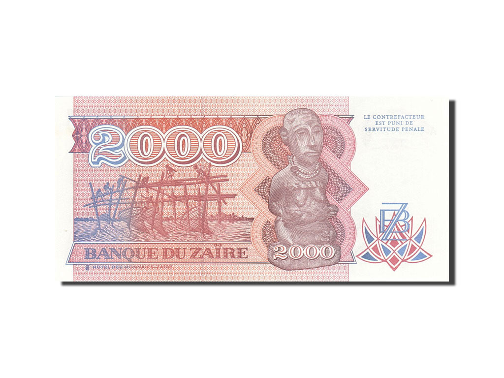 Banknote, Zaire, 2000 Zaïres, 1988-1992, 1991-10-01, KM:36a, UNC(63)