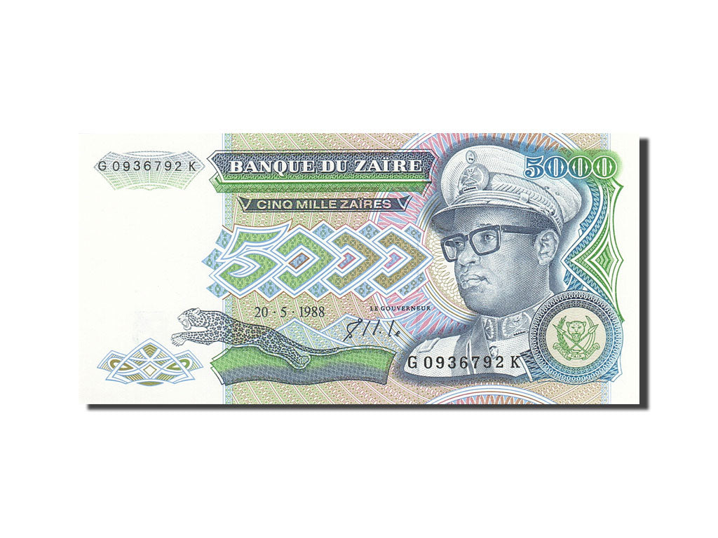 Banknote, Zaire, 5000 Zaïres, 1988-1992, 1988-05-20, KM:37b, UNC(65-70)