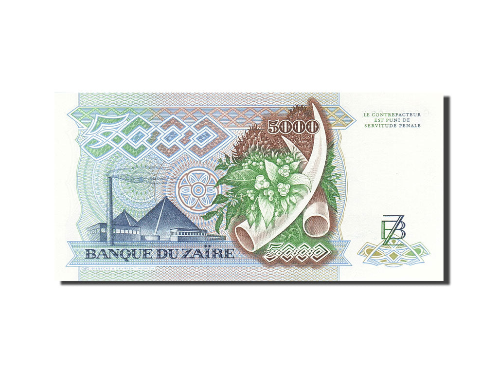 Banknote, Zaire, 5000 Zaïres, 1988-1992, 1988-05-20, KM:37b, UNC(65-70)