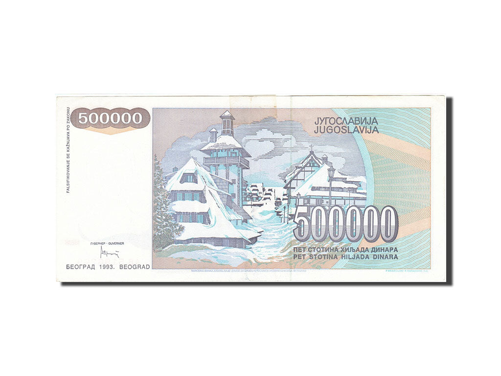 Billet, Yougoslavie, 500,000 Dinara, 1993, 1993, KM:119, TTB