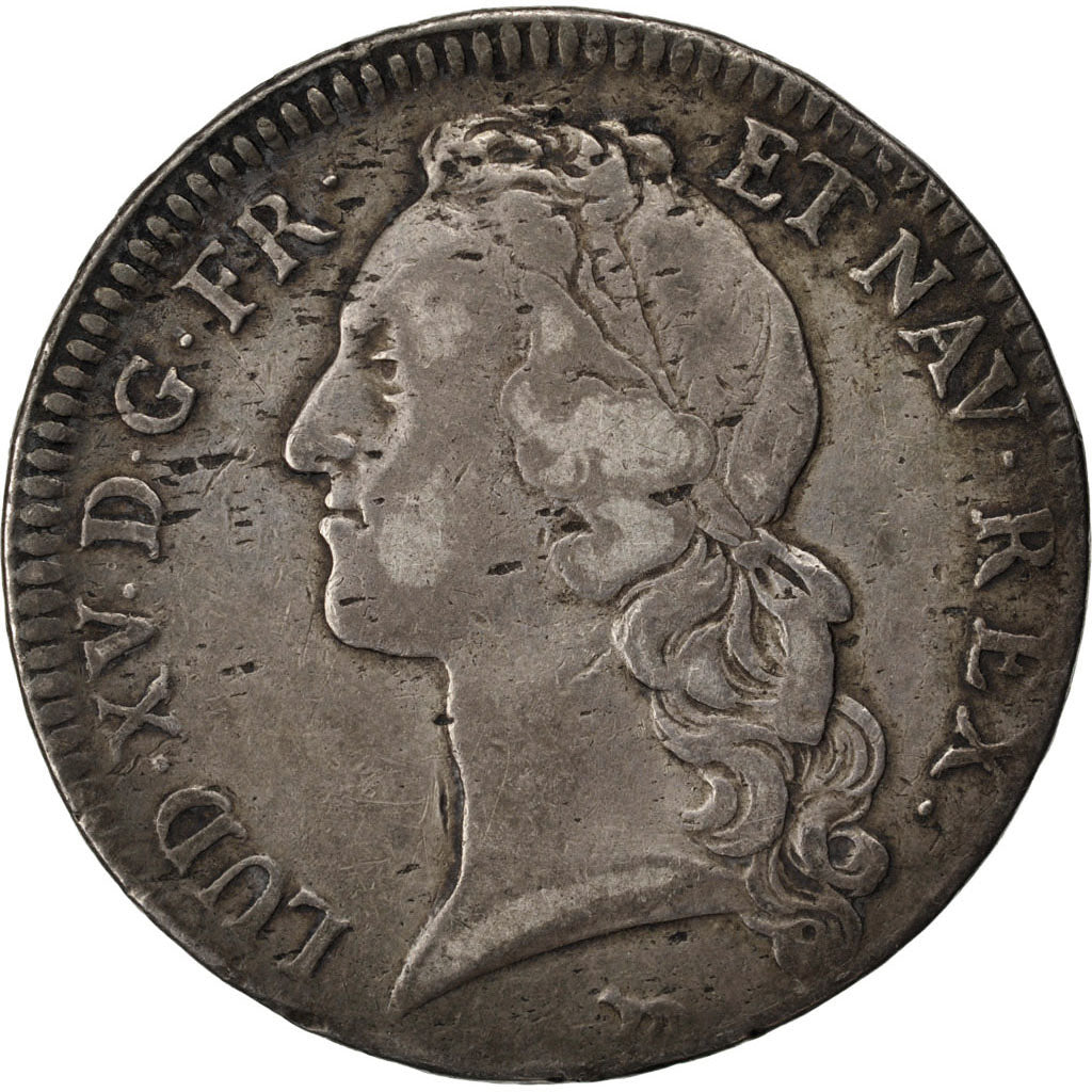 FRANCE, Écu au bandeau, ECU, 1744, Paris, KM #512.1, VF(20-25), Silver, Gadoury