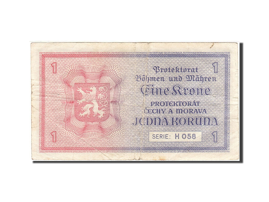 Bohemia and Moravia, 1 Koruna, 1940, KM:3a, 1940, VG(8-10)