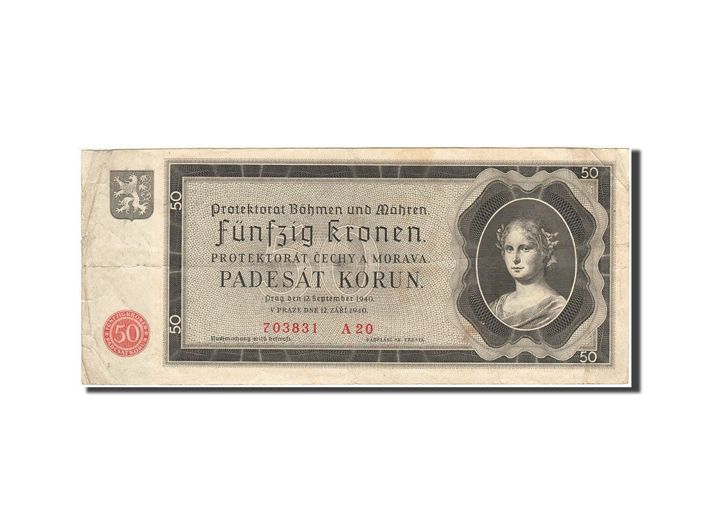 Bohemia and Moravia, 50 Korun, 1940, KM:5a, 1940-09-12, VF(30-35)