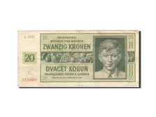 Bohemia and Moravia, 20 Korun, 1942-1944, KM:9a, 1944-01-24, VF(20-25)