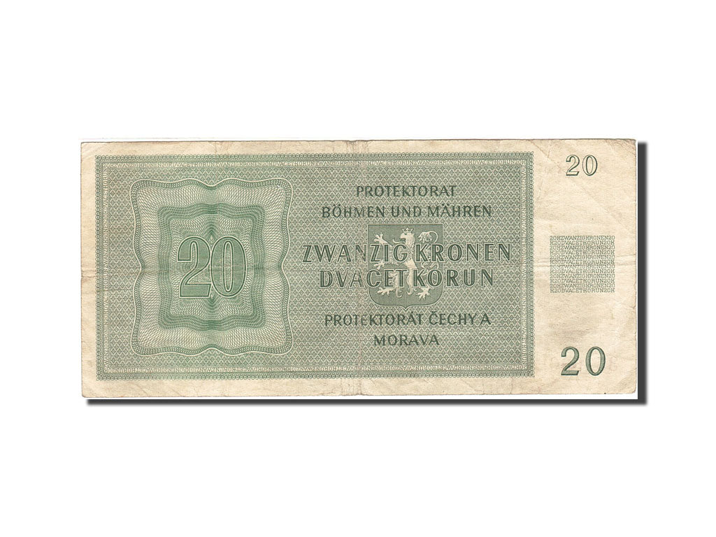 Bohemia and Moravia, 20 Korun, 1942-1944, KM:9a, 1944-01-24, VF(20-25)