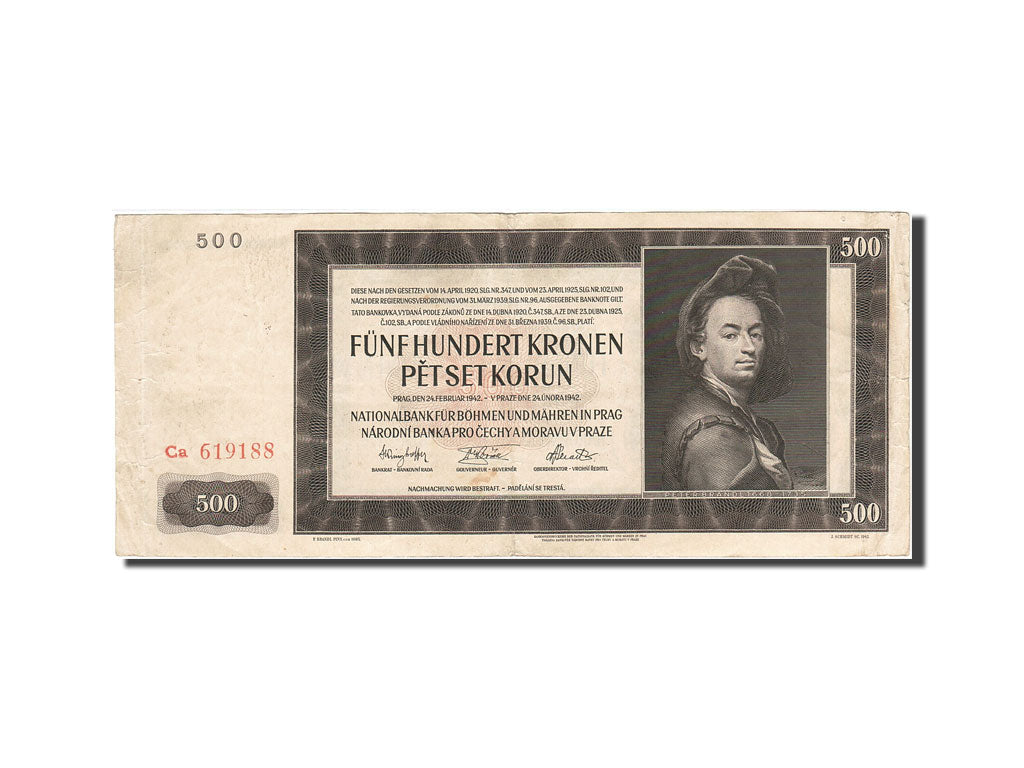 Bohemia and Moravia, 500 Korun, 1942-1944, KM:11a, 1942-02-24, EF(40-45)