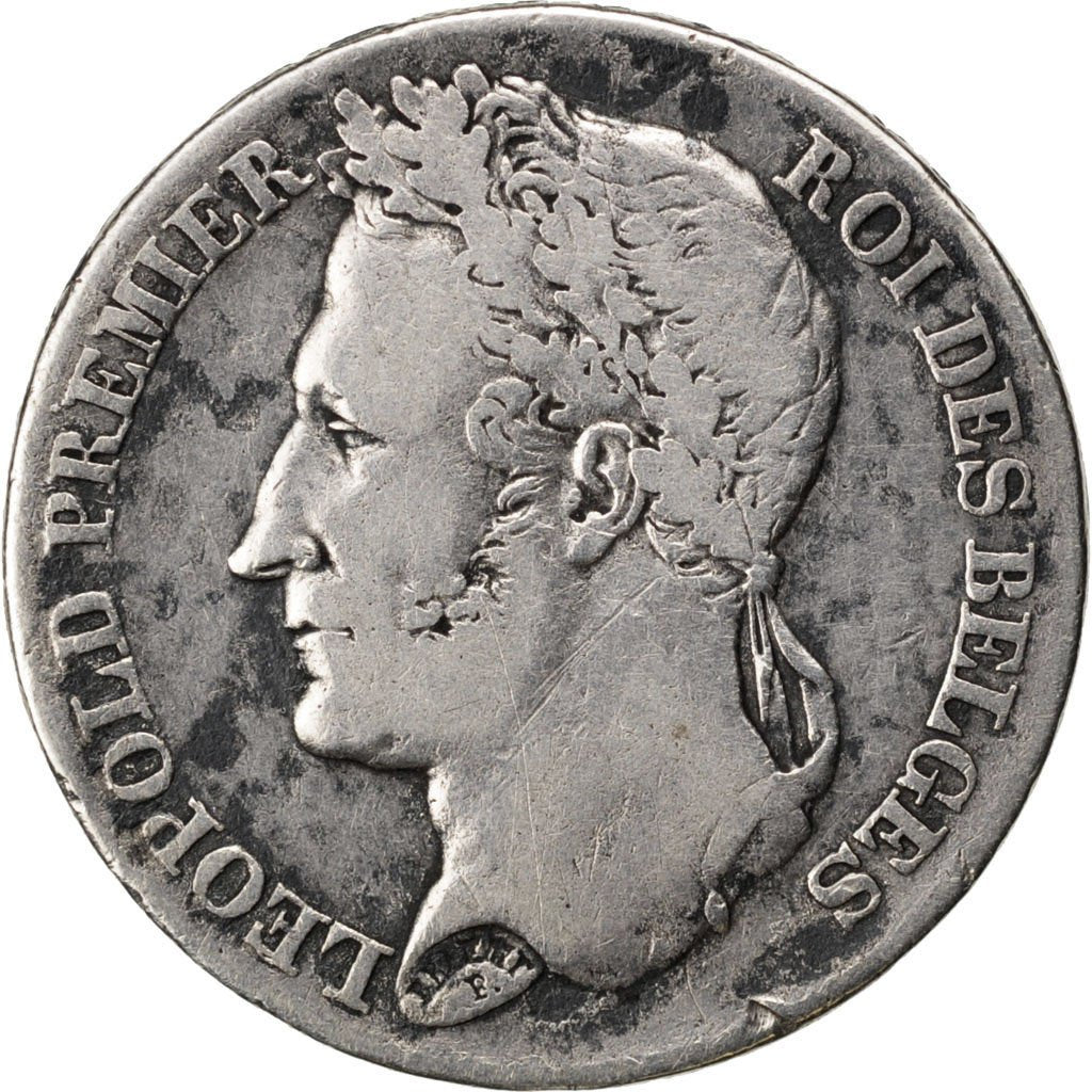 BELGIUM, 2 Francs, 2 Frank, 1844, KM #9.2, VF(20-25), Silver, 9.80