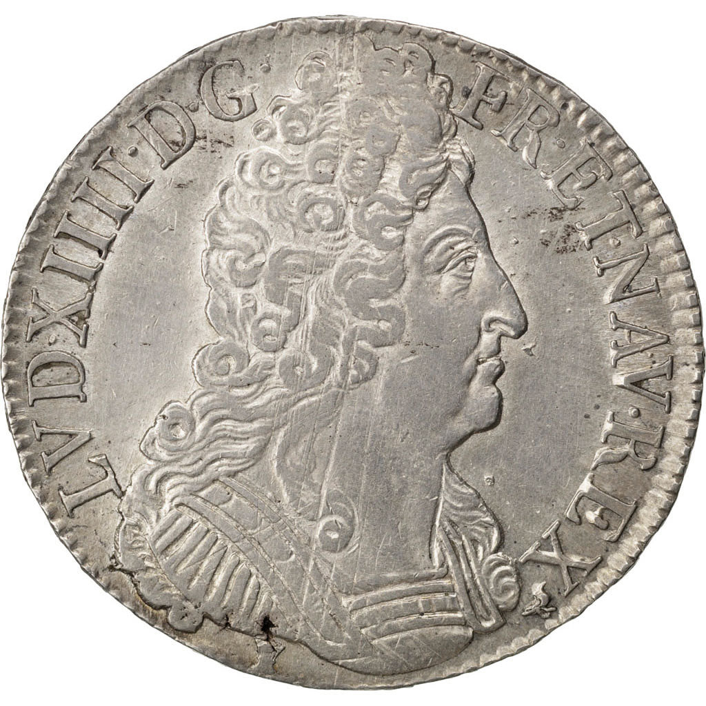 FRANCE, Écu aux 3 couronnes, ECU, 1711, Rennes, KM #386.23, EF(40-45), Silver, .