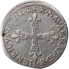 FRANCE, 1/4 ECU, 1589, Pau, KM #1.1, EF(40-45), Silver, 9.50