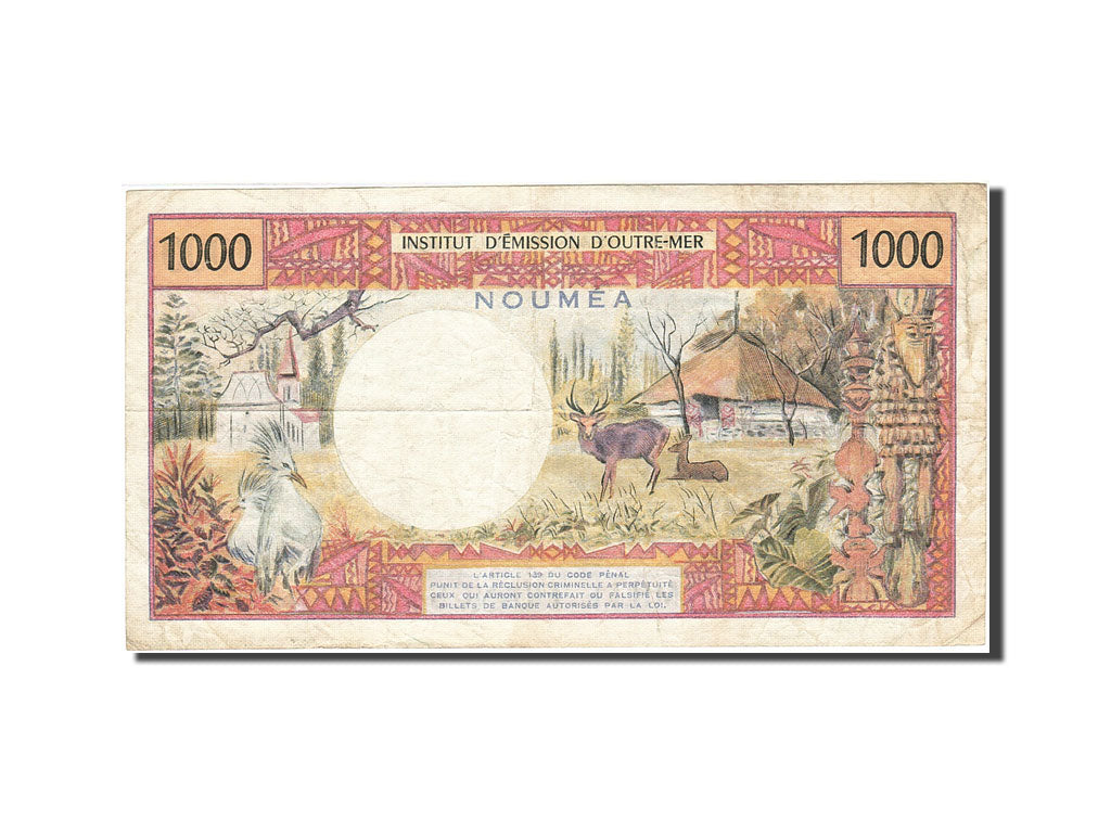 New Caledonia, 1000 Francs, 1971, KM:64b, 1983, VF(20-25)
