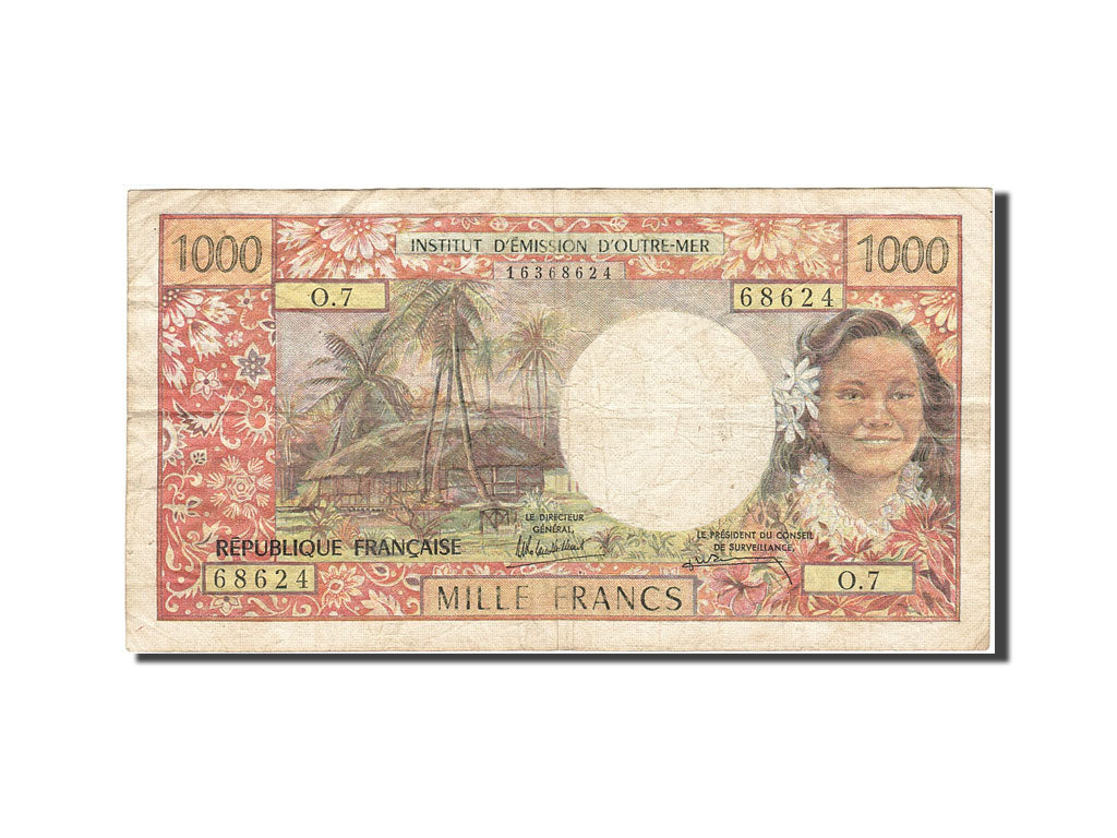 Banknote, Tahiti, 1000 Francs, 1969-1971, 1985, KM:27d, VF(20-25)