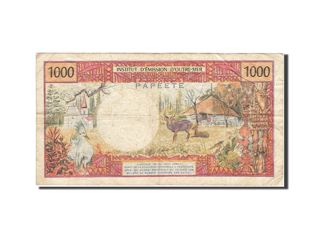 Banknote, Tahiti, 1000 Francs, 1969-1971, 1985, KM:27d, VF(20-25)