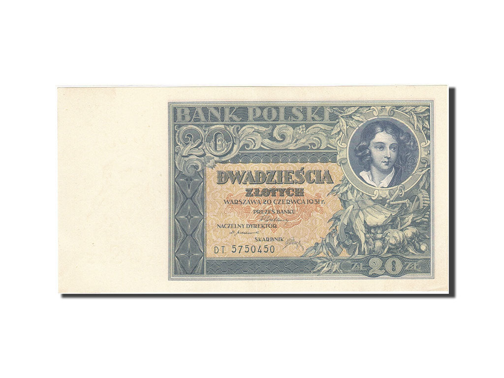 Poland, 20 Zlotych, 1930-1932, KM:73, 1931-06-20, AU(55-58)