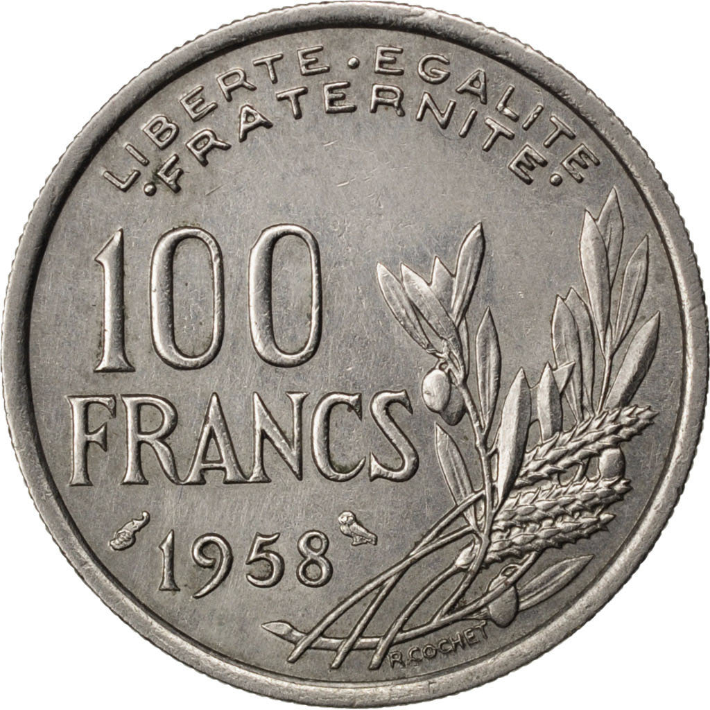Coin, France, Cochet, 100 Francs, 1958, AU(55-58), Copper-nickel, KM:919.1