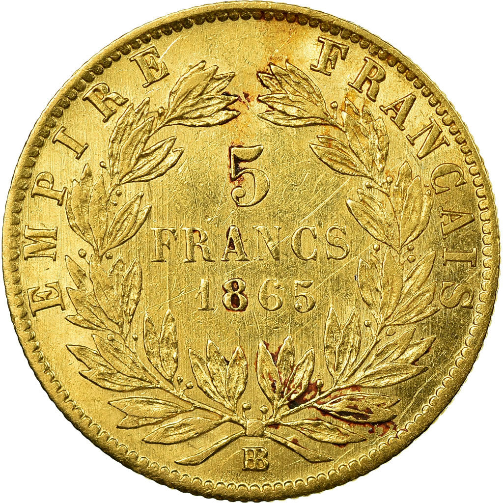 Coin, France, Napoleon III, Napoléon III, 5 Francs, 1865, Strasbourg