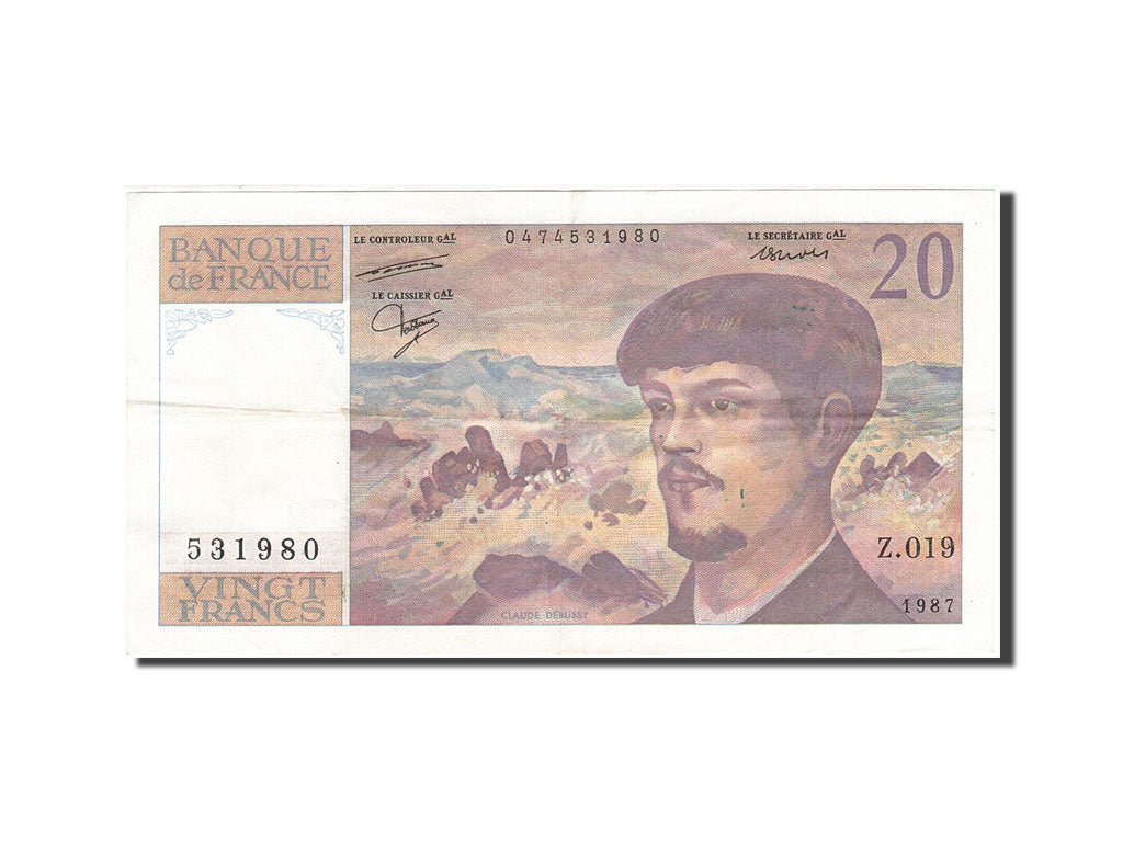 France, 20 Francs, 1980, KM:151b, 1987, EF(40-45), Fayette:66.8