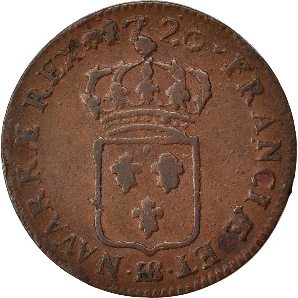 FRANCE, Demi sol au buste enfantin, 1/2 Sol, 1720, Strasbourg, KM #451.3,...