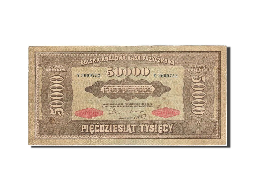 Billet, Pologne, 50,000 Marek, 1922-1923, 1922-10-10, KM:33, TB