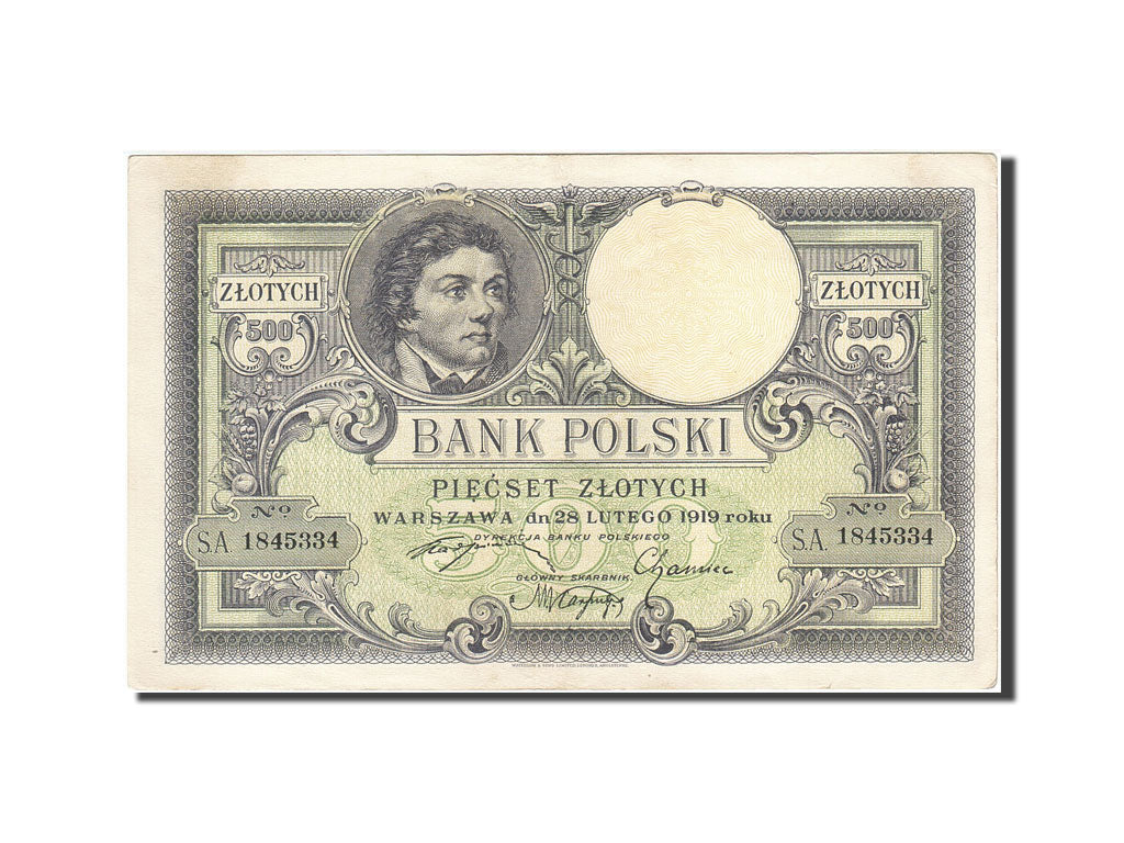 Poland, 500 Zlotych, 1919, KM:58, 1919-02-28, AU(50-53)