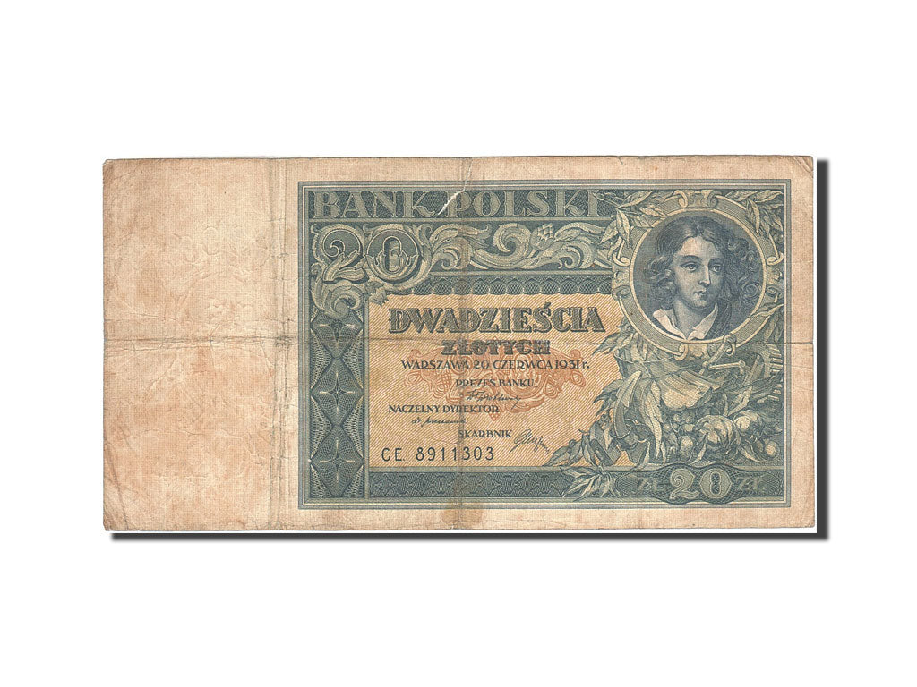 Banknote, Poland, 20 Zlotych, 1930-1932, 1931-06-20, KM:73, F(12-15)