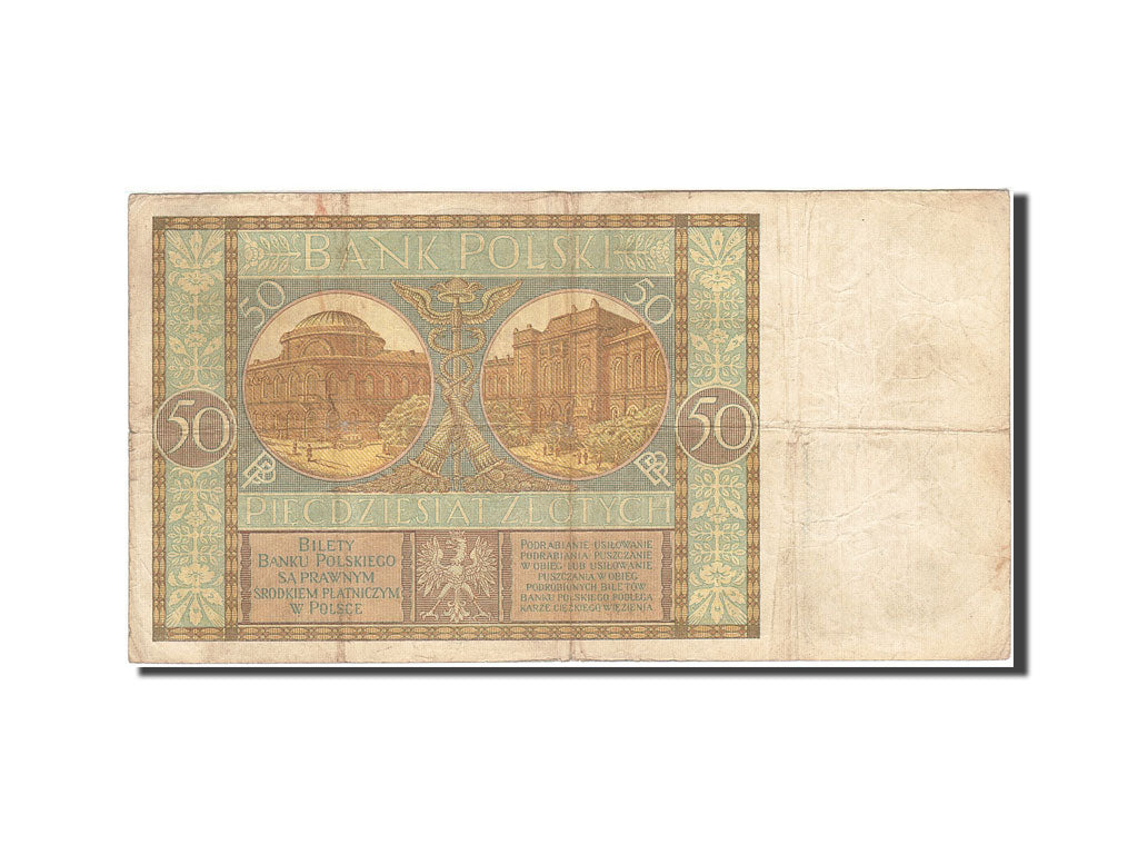 Biljet, Polen, 50 Zlotych, 1929, 1929-09-01, KM:71, B+