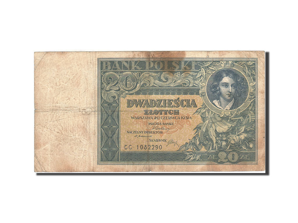 Banknote, Poland, 20 Zlotych, 1930-1932, 1931-06-20, KM:73, VG(8-10)