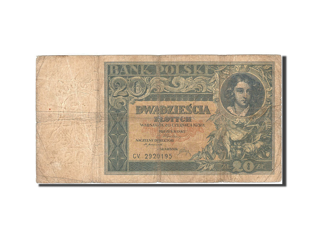 Pologne, 20 Zlotych, 1930-1932, 1931-06-20, KM:73, B