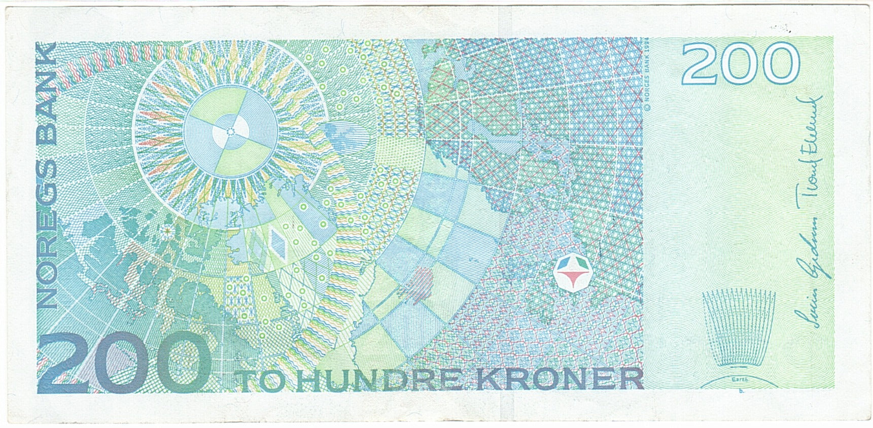 Norway, 200 Kroner, 1994-1996, 1990-2000, KM:48c, AU(55-58)