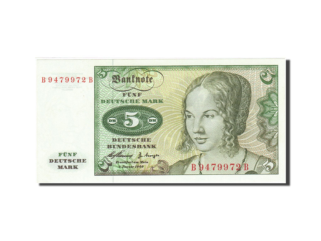 République fédérale allemande, 5 Deutsche Mark, 1960, KM:18a, 1960-01-02