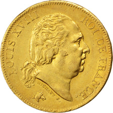 FRANCE, Louis XVIII, 40 Francs, 1818, Lille, KM #713.6, AU(50-53), Gold,...