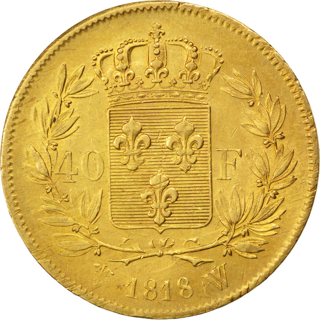 FRANCE, Louis XVIII, 40 Francs, 1818, Lille, KM #713.6, AU(50-53), Gold,...