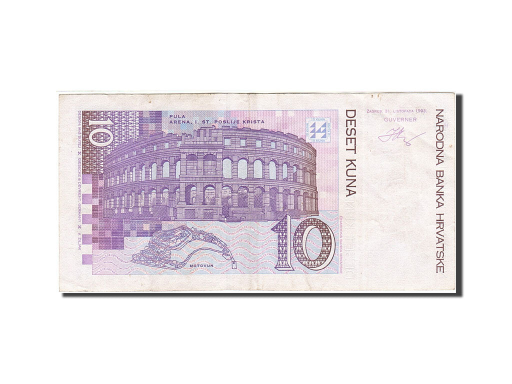 Croatia, 10 Kuna, 1993, KM:29a, 1993-10-31, EF(40-45)