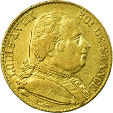 Moneta, Francia, Louis XVIII, Louis XVIII, 20 Francs, 1814, Perpignan, BB, Oro