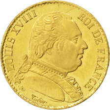 Coin, France, Louis XVIII, Louis XVIII, 20 Francs, 1814, Lille, MS(63), Gold