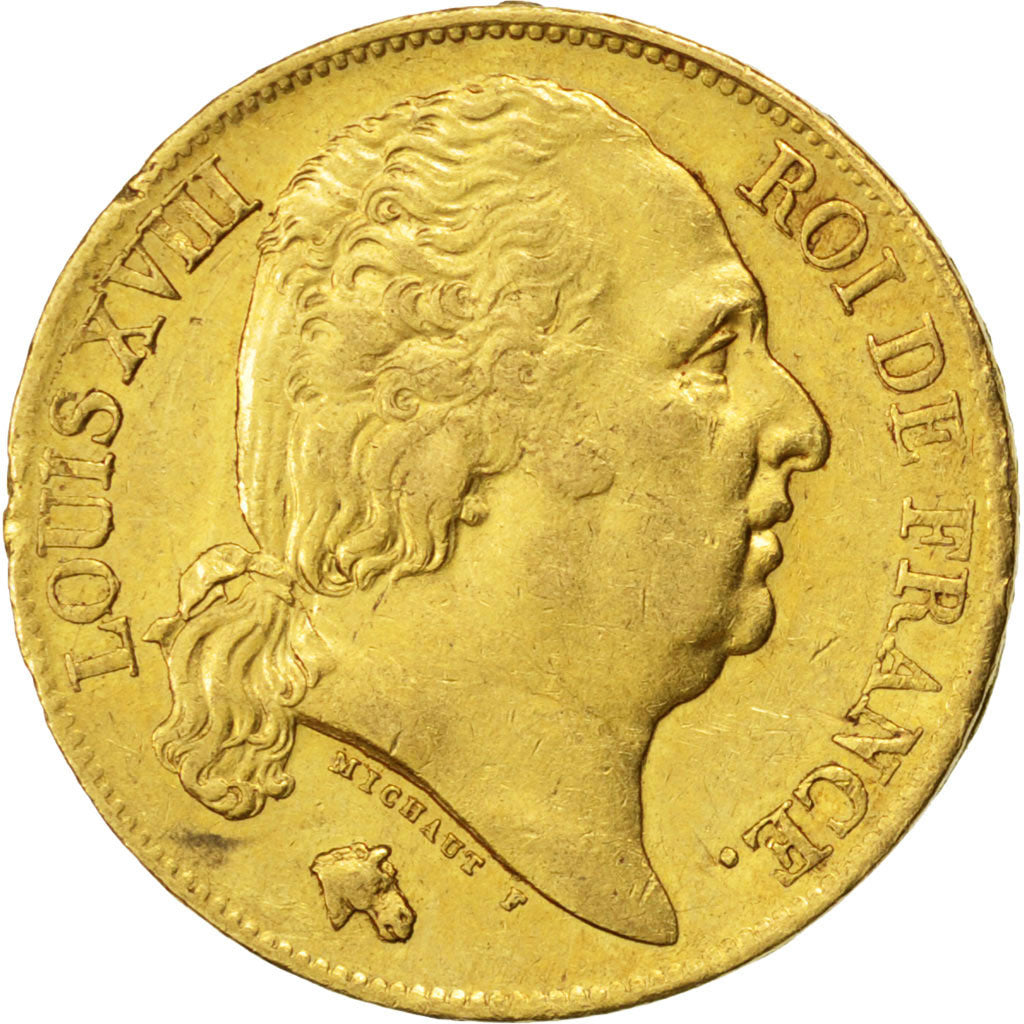 Louis XVIII, 20 Francs or buste nu, Nantes