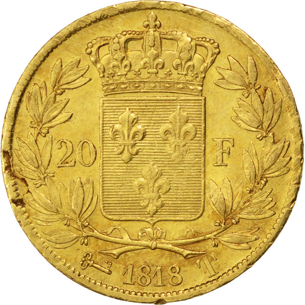 Louis XVIII, 20 Francs or buste nu, Nantes