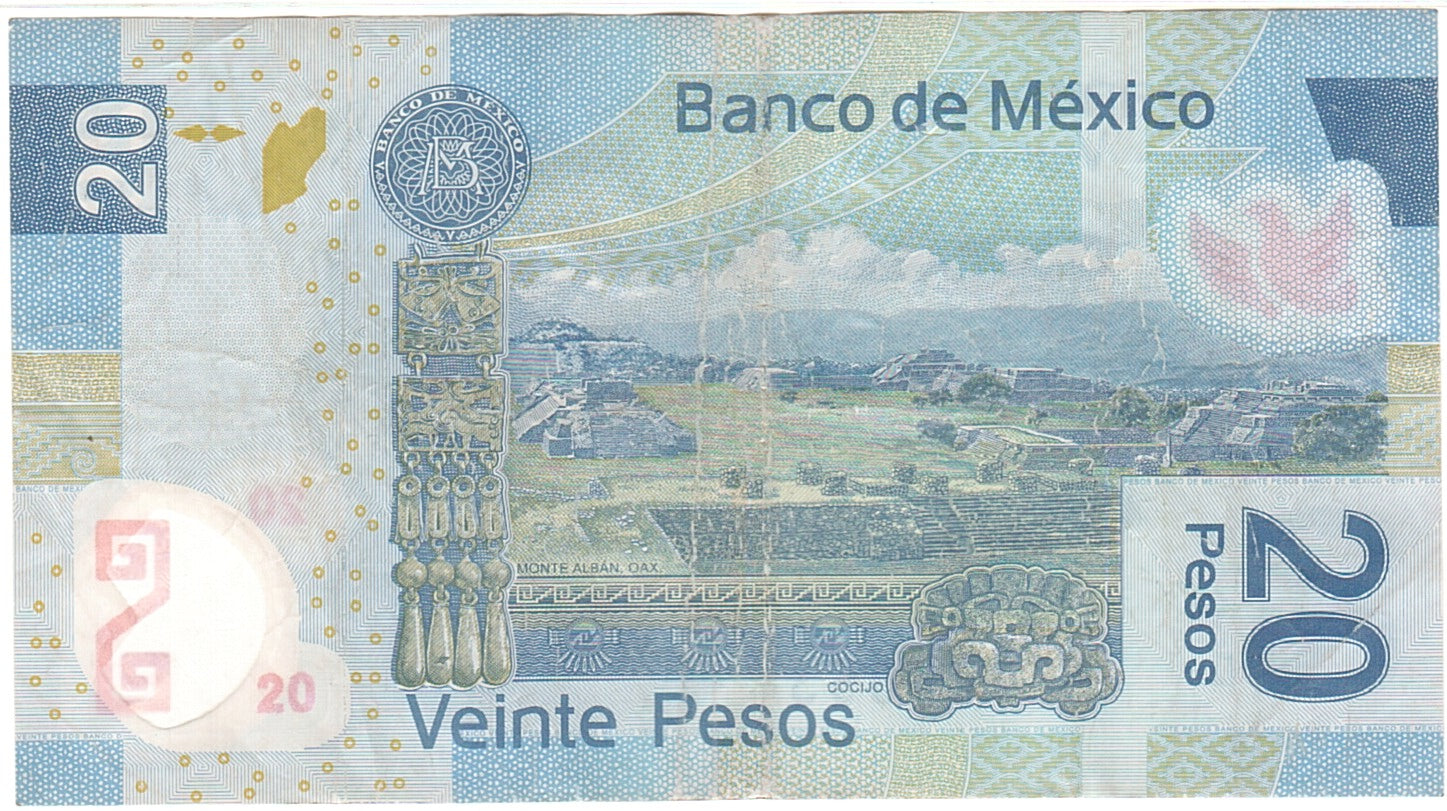 Mexico, 20 Pesos, 2004-2006, KM:122c, 2006-11-22, VF(20-25)