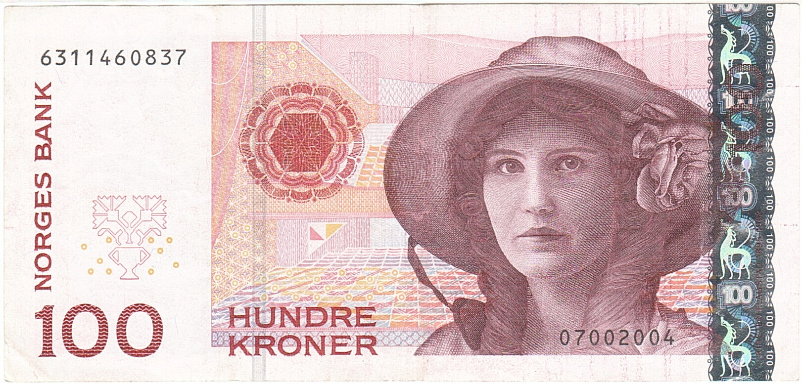 Norway, 100 Kroner, 1999-2002, KM:49b, 2004, EF(40-45)