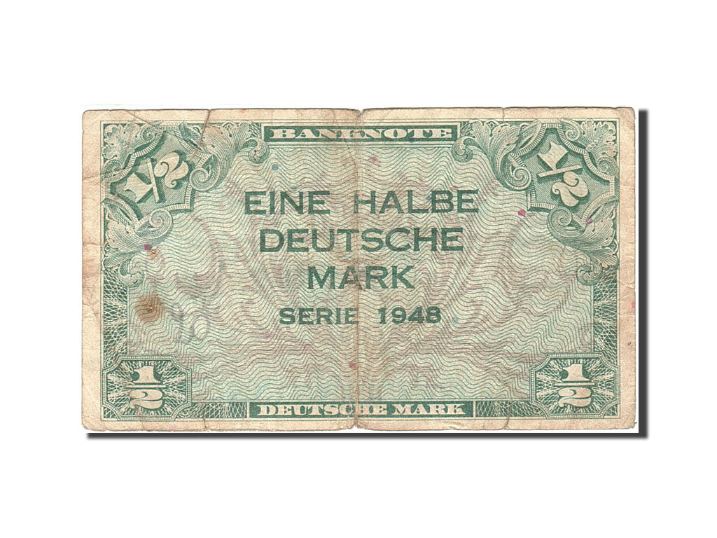 GERMANIA - REPUBBLICA FEDERALE, 1/2 Deutsche Mark, 1948, KM:1b, 1948, B
