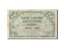 GERMANIA - REPUBBLICA FEDERALE, 1/2 Deutsche Mark, 1948, KM:1b, 1948, B