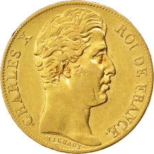 FRANCE, Charles X, 20 Francs, 1828, Paris, KM #726.1, AU(50-53), Gold, Gadoury..