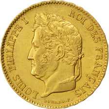 FRANCE, Louis-Philippe, 40 Francs, 1832, Rouen, KM #747.2, AU(50-53), Gold,...