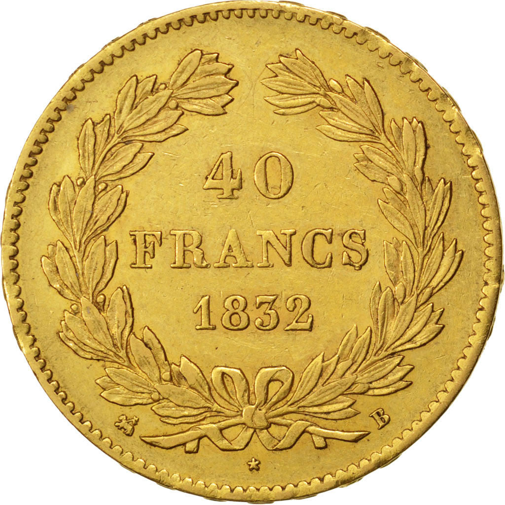 FRANCE, Louis-Philippe, 40 Francs, 1832, Rouen, KM #747.2, AU(50-53), Gold,...