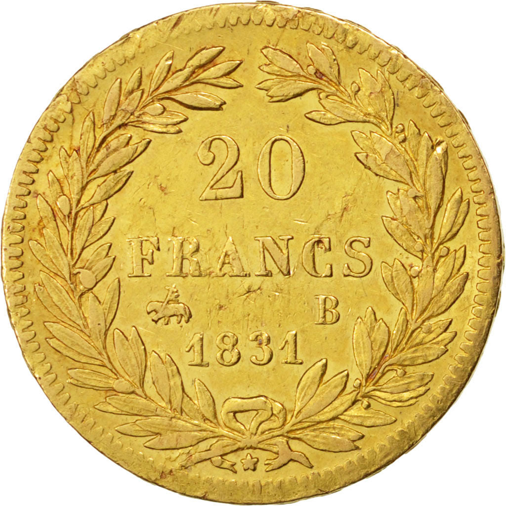 FRANCE, Louis-Philippe, 20 Francs, 1831, Rouen, KM #746.2, AU(50-53), Gold,...