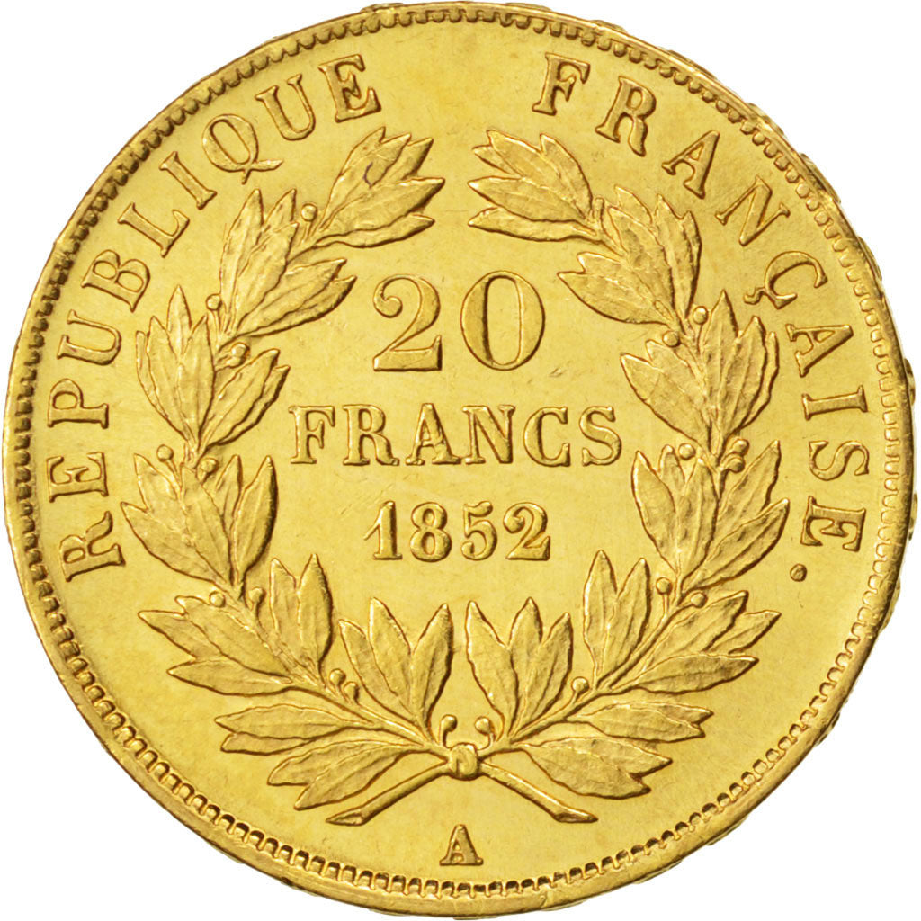IIème République, 20 Francs or Louis Napoléon Bonaparte, 1852 A, PCGS MS64