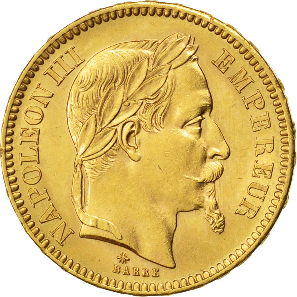 Second Empire, 20 francs Napoléon III tête laurée, 1865 A, PCGS MS64